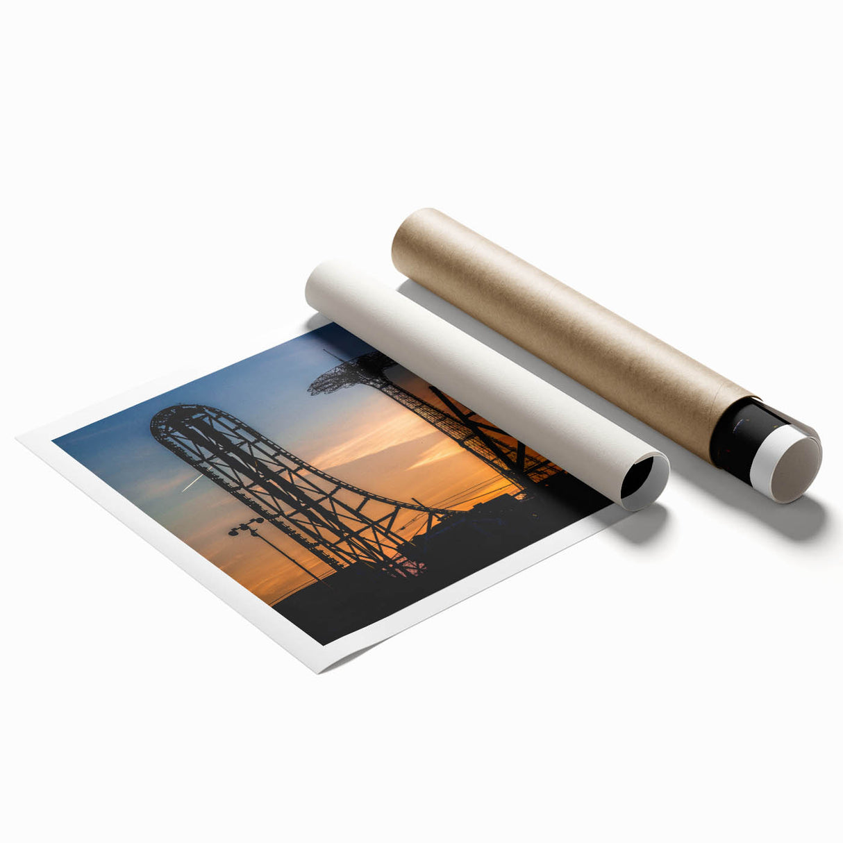 Extra large rolled print of Coney Island scenery in muted pastel shades, ideal for classy bathroom wall art.