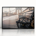 Large abstract wall art depicting the Long Island scenery in mid-century modernist style, framed in black acrylic.