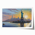 Extra large rolled print of Ellis Island with muted earth tones, ideal for art wall dining room.