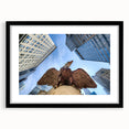 Abstract art print of New York City in vibrant colors on a textured, extra large canvas, ideal for living room decor.