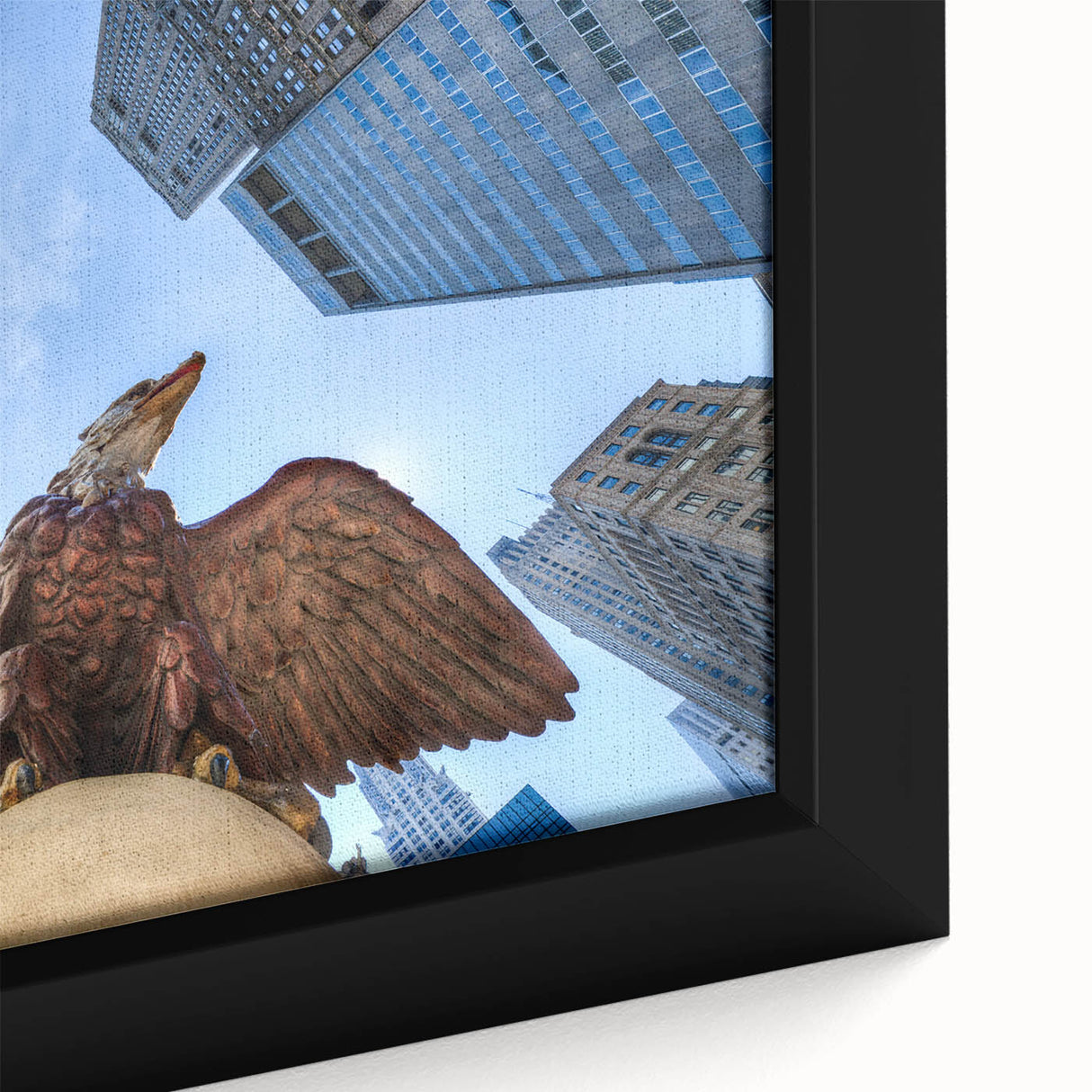 Extra large framed canvas depicting a black and colorful textured depiction of NYC's Grand Central.