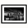 Abstract art print of colorful, textured Manhattan skyline on extra large canvas, ideal for living room decor.