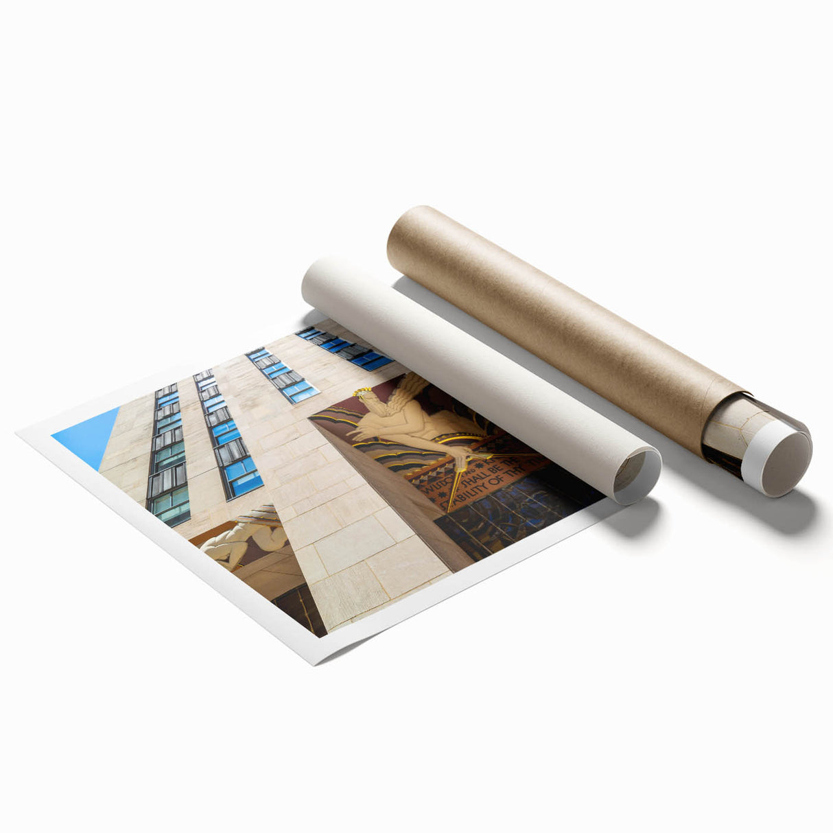 Extra large rolled print of New York City skyline in muted gray tones, ideal for classy bathroom wall art.
