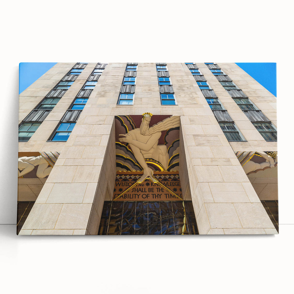 Black and white photo of NYC skyline on large stretched canvas, ideal for kitchen wall art or bedroom.