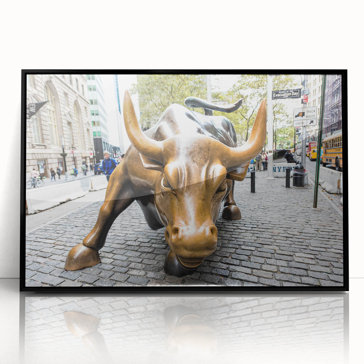 Large abstract wall art depicting the New York City skyline in black and white tones on a framed acrylic panel.