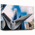 Acrylic print of New York City skyline in muted gray tones, ideal for modern bedroom or dining room decor.