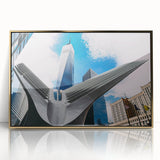 Acrylic print of NYC skyline with muted gold tones, ideal for modern art wall decor.