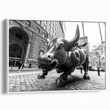 Vintage poster art of NYC Wall Street in colorful tones on extra large framed canvas, ideal for living room decor.