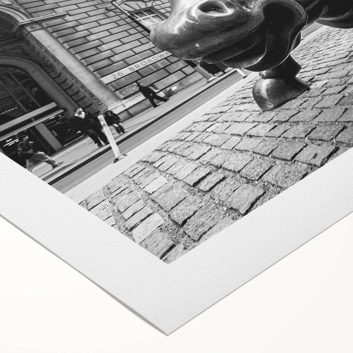 Art deco poster of Wall Street with muted gray and gold tones on rolled canvas, suitable for dining room wall art.