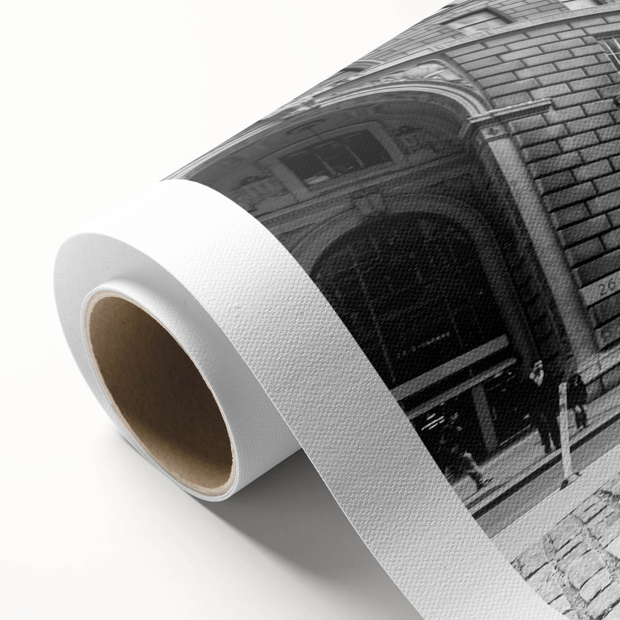 Art Deco poster of Wall Street in muted gray and blue tones on rolled canvas, ideal for nursery wall art.