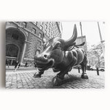 Black and white large canvas print of Wall Street, ideal for kitchen wall art.