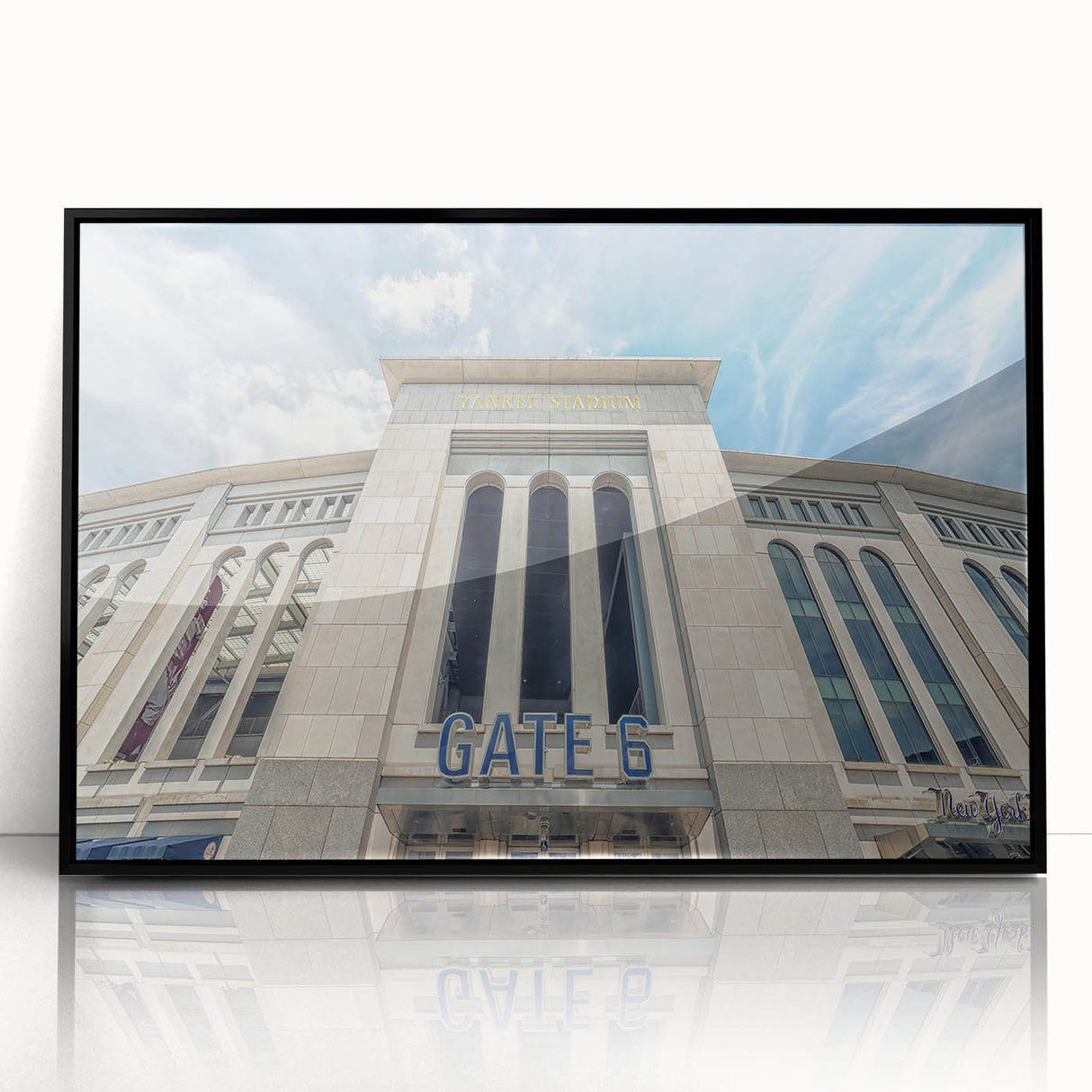 Large abstract wall art of NYC skyline in black and white on framed acrylic, suitable for modern art wall decor.