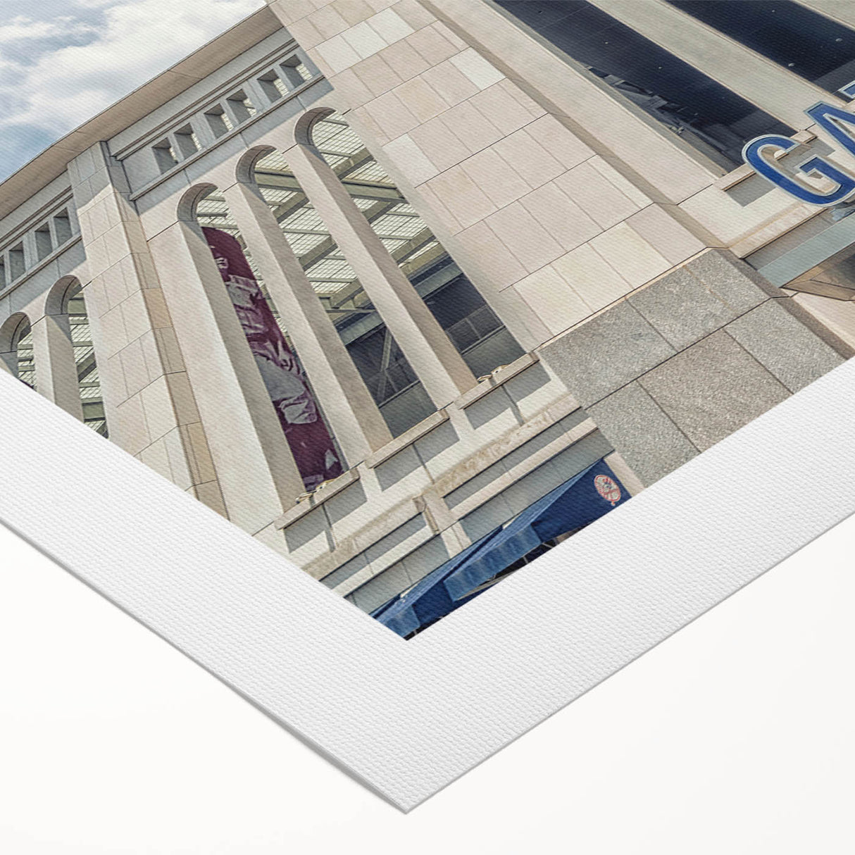 Art deco poster of New York City skyline in monochrome tones on rolled canvas, suitable for dining room wall art.