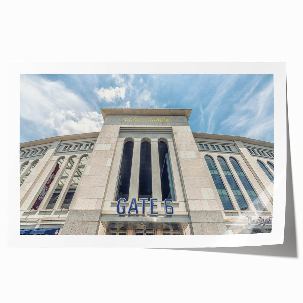 Extra large rolled print of New York Yankee Stadium with vibrant green field and stadium details.