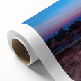 Art deco style poster of Oklahoma scenery in muted earth tones on rolled canvas, ideal for nursery wall art.