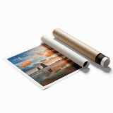 Rolled print of Cannon Beach, Oregon with soft pastel shades on canvas, suitable for large bathroom or living room wall.