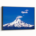Black and white framed canvas of Mount Hood, Oregon landscape, ideal for bedroom wall decor.