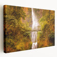 Large canvas depicting Multnomah Falls in Oregon with lush greenery and waterfall, suited for kitchen wall art.