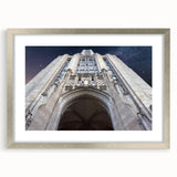 Textured abstract art print of Pittsburgh skyline in muted blue and gray tones on a framed silver mat.