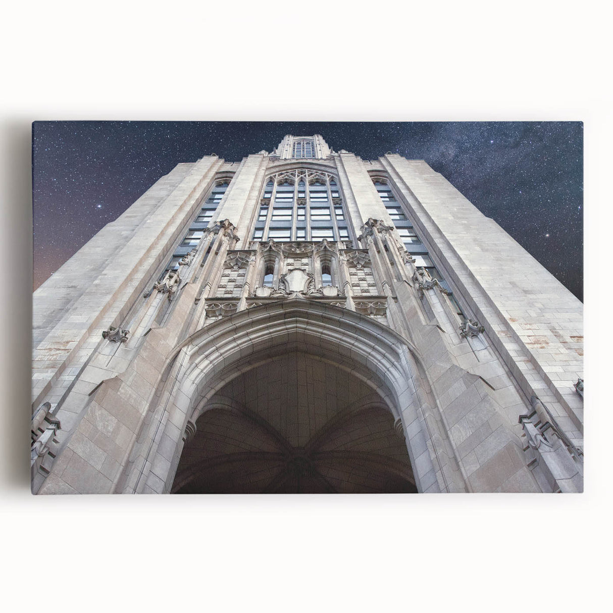 Black and white panoramic view of Pittsburgh on stretched canvas, suited for kitchen wall art.