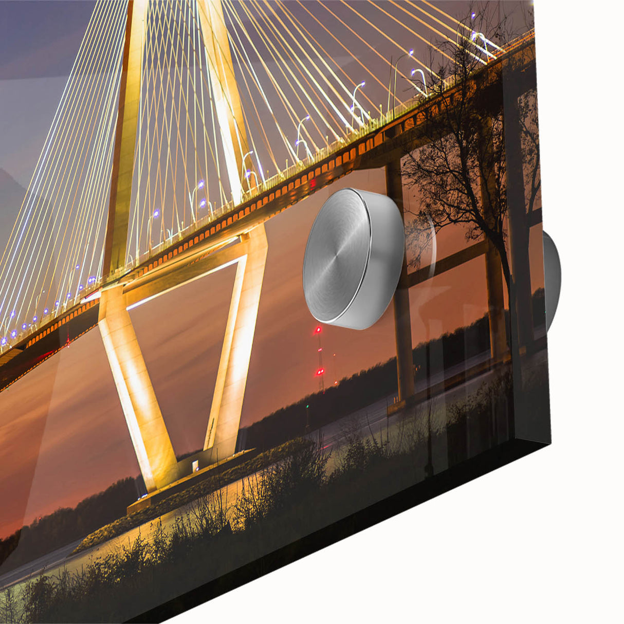Large abstract wall art depicting Charleston, South Carolina, in mid-century modernist style on acrylic glass.