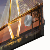 Large abstract wall art depicting Charleston, South Carolina, in mid-century modernist style on acrylic glass.