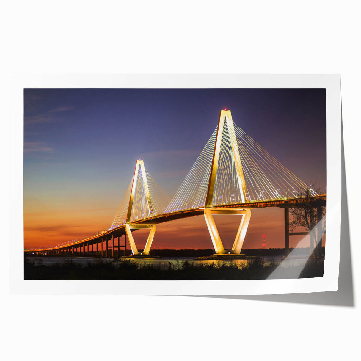 Rolled print of Charleston, South Carolina scenery with delicate floral elements in soft pastel shades.