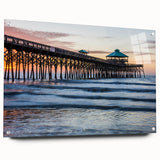 Acrylic print of a South Carolina landscape in muted earth tones, ideal for dining room decor.