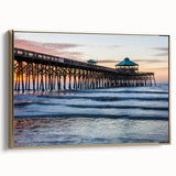 Framed canvas depicting a vintage-style South Carolina landscape in muted gold and black tones, ideal for bedroom wall art.
