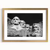 Extra large framed print of Mt. Rushmore in muted earth tones, ideal for living room decor.