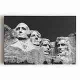 Black and white stretched canvas of Mt. Rushmore, ideal for kitchen wall art.