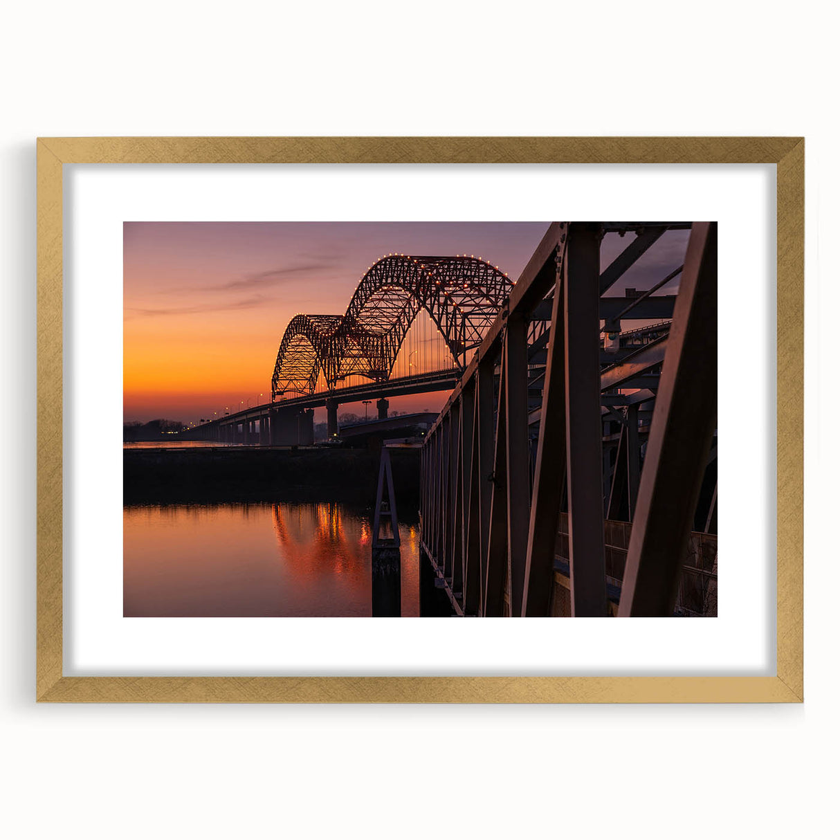 Abstract Memphis skyline in textured gold and black hues on a large framed canvas, suitable for living room decor.