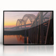 Large abstract wall art depicting Memphis scenery in mid-century modernist style, framed in black acrylic.