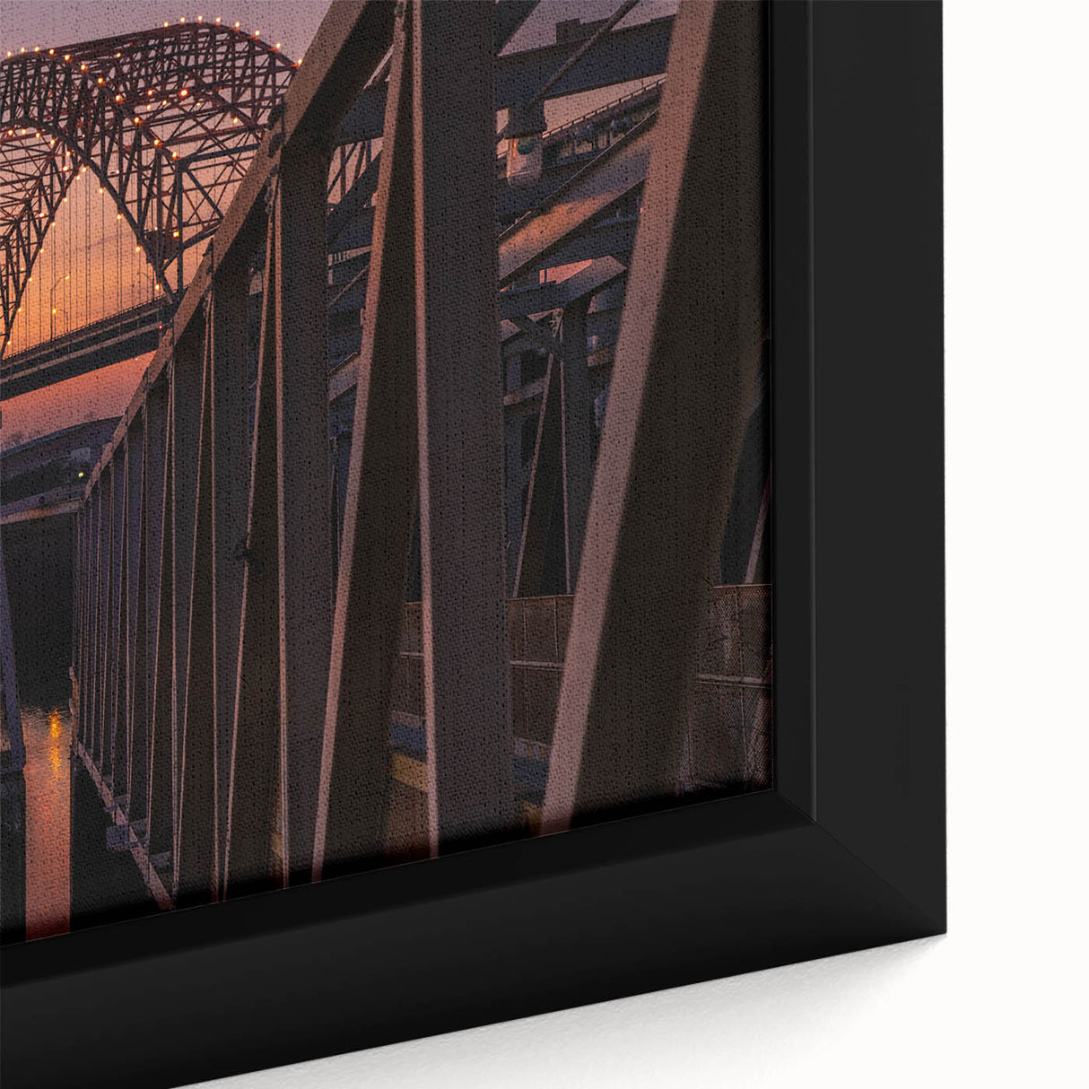 Framed canvas of Memphis skyline in black with colorful, textured details, ideal for large living room walls.