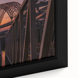 Framed canvas of Memphis skyline in black with colorful, textured details, ideal for large living room walls.