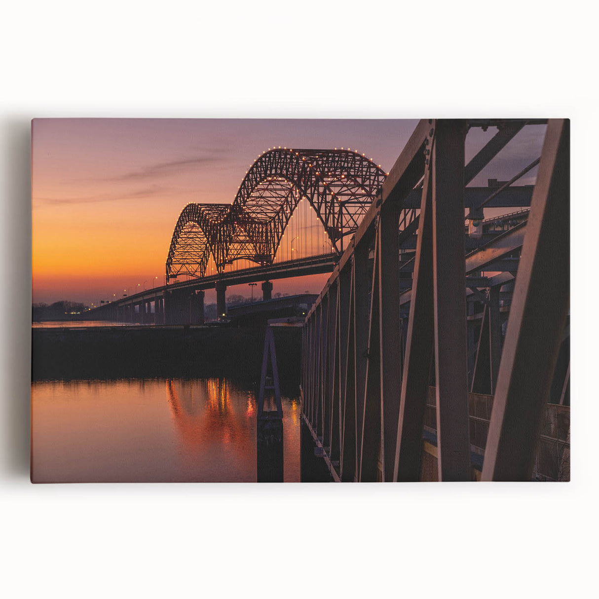 Black and white large art print of the Memphis skyline on stretched canvas, ideal for kitchen wall art.