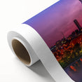 Art deco poster of Nashville skyline in pastel shades on rolled canvas, ideal for nursery wall art.