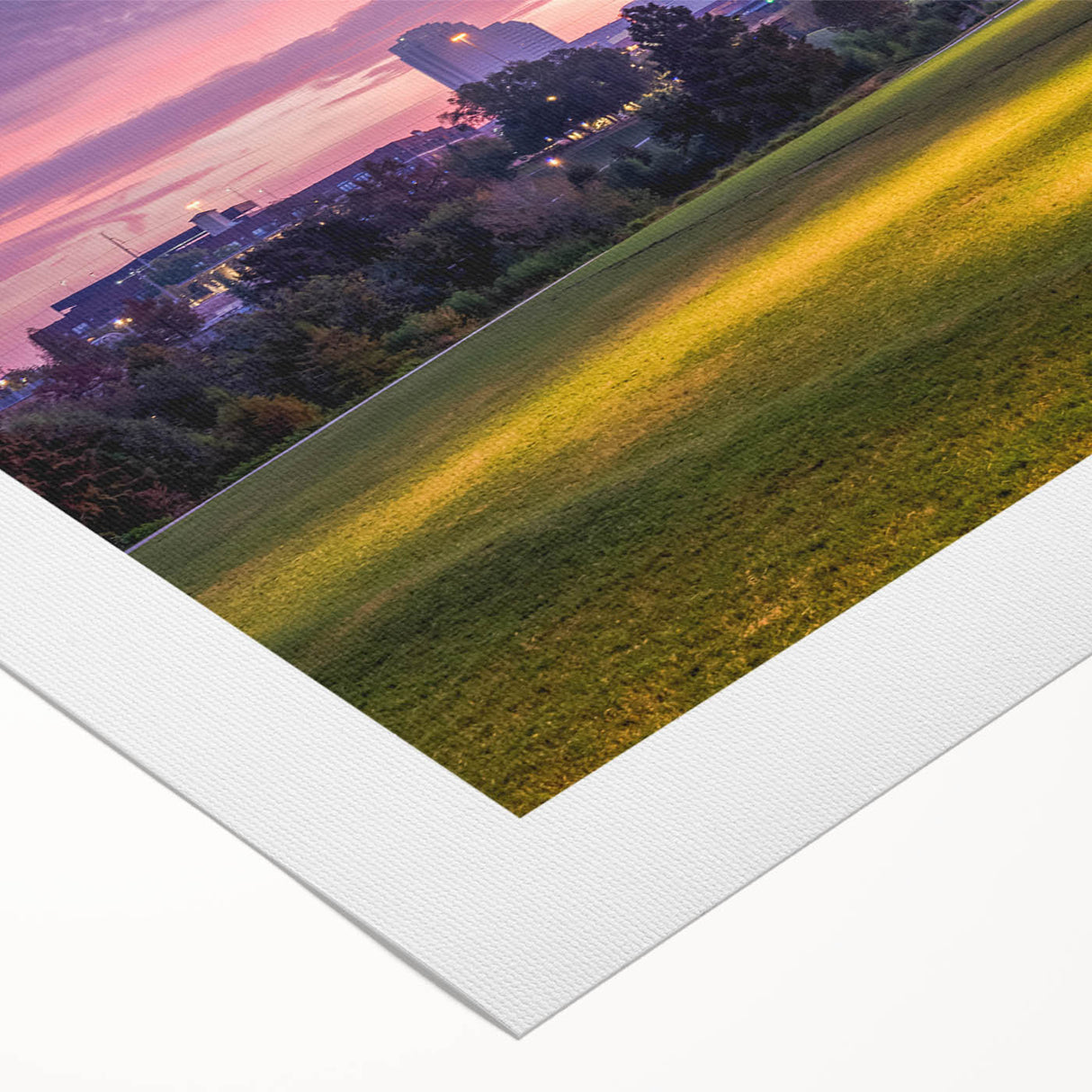 Art deco poster of Houston skyline in monochrome shades on rolled canvas, suitable for dining room decor.