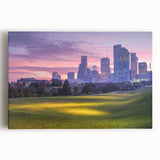 Black and white large art print of Houston skyline on stretched canvas, suitable for kitchen wall art.
