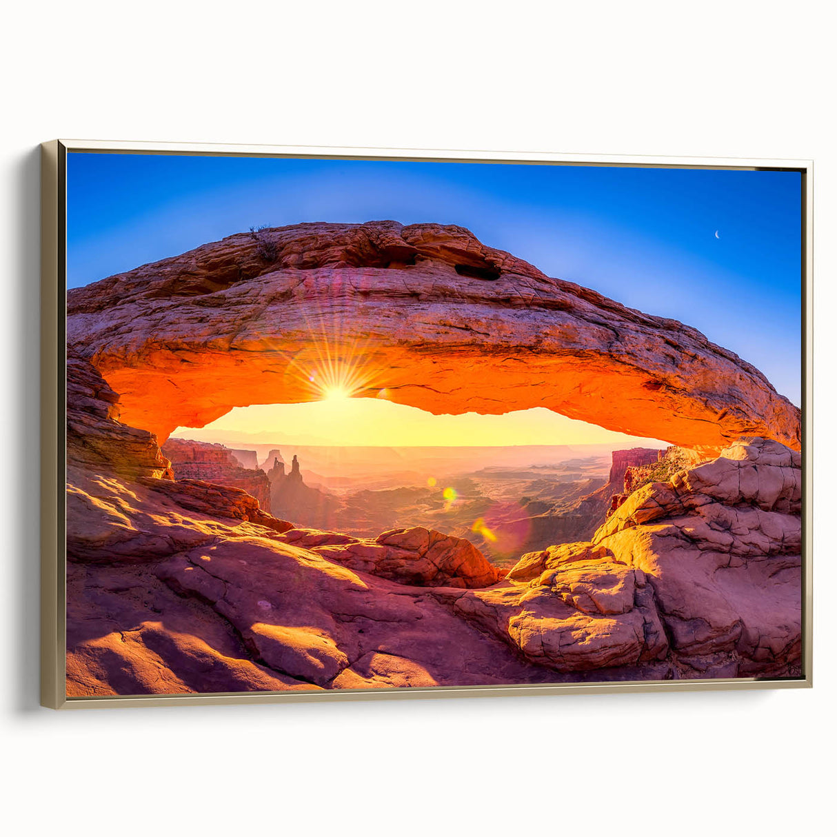 Framed canvas wall art of Arches National Park in Utah, featuring a landscape painting with muted earth tones.