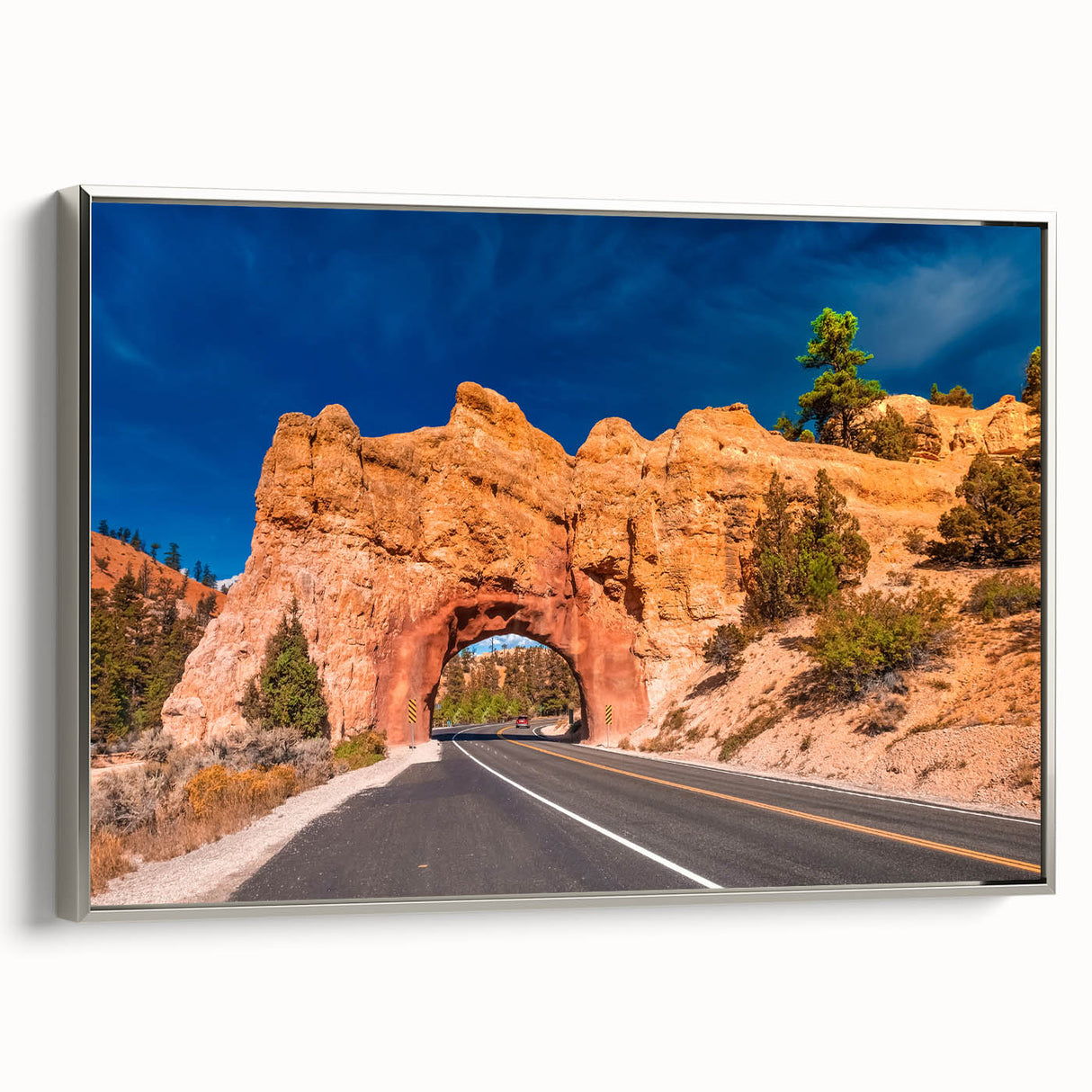 Framed canvas of a colorful Bryce Canyon landscape, ideal for enhancing a living room or office space.