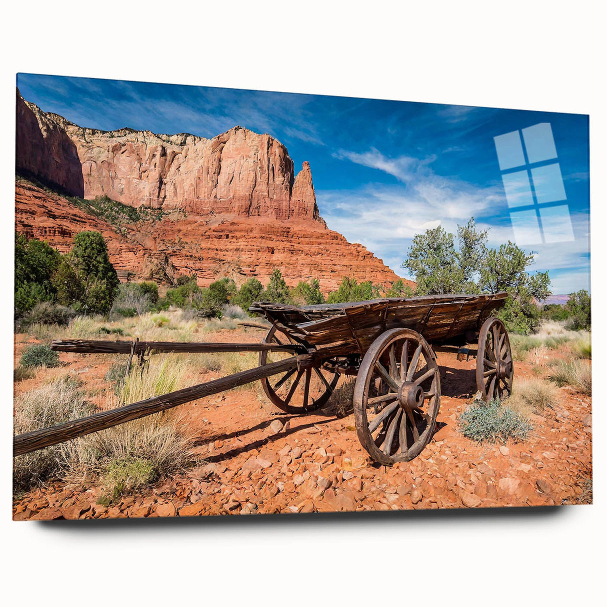 Large abstract wall art of Capitol Reef, Utah, in muted earth tones on acrylic glass.