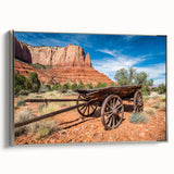 Framed canvas featuring a landscape art painting of Capitol Reef, Utah, with vibrant red and orange tones.