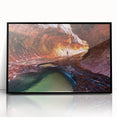 Large abstract wall art depicting Zion National Park in muted earth tones on a framed acrylic.