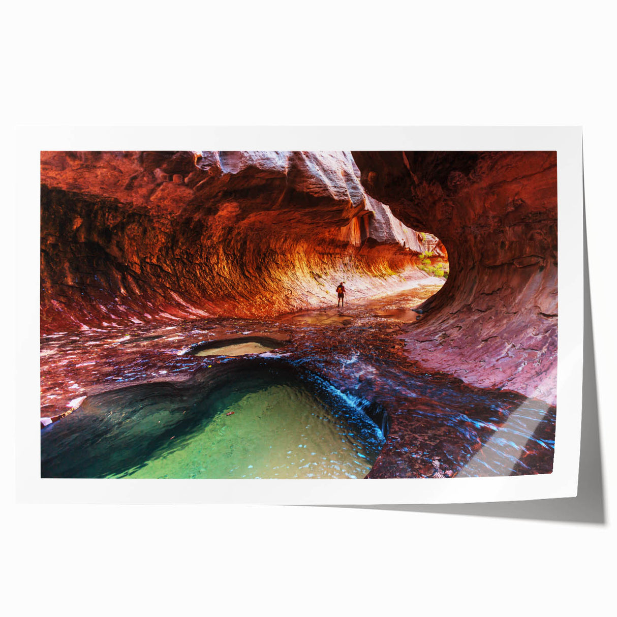 Rolled print of Zion National Park with muted earth tones, ideal for art wall dining room placement.