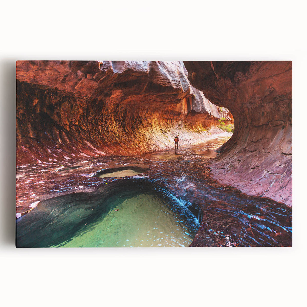 Black and white stretched canvas of Zion National Park, ideal for kitchen wall art.