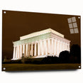 Acrylic print of the Washington DC skyline in muted gray tones, suitable for dining room decor.