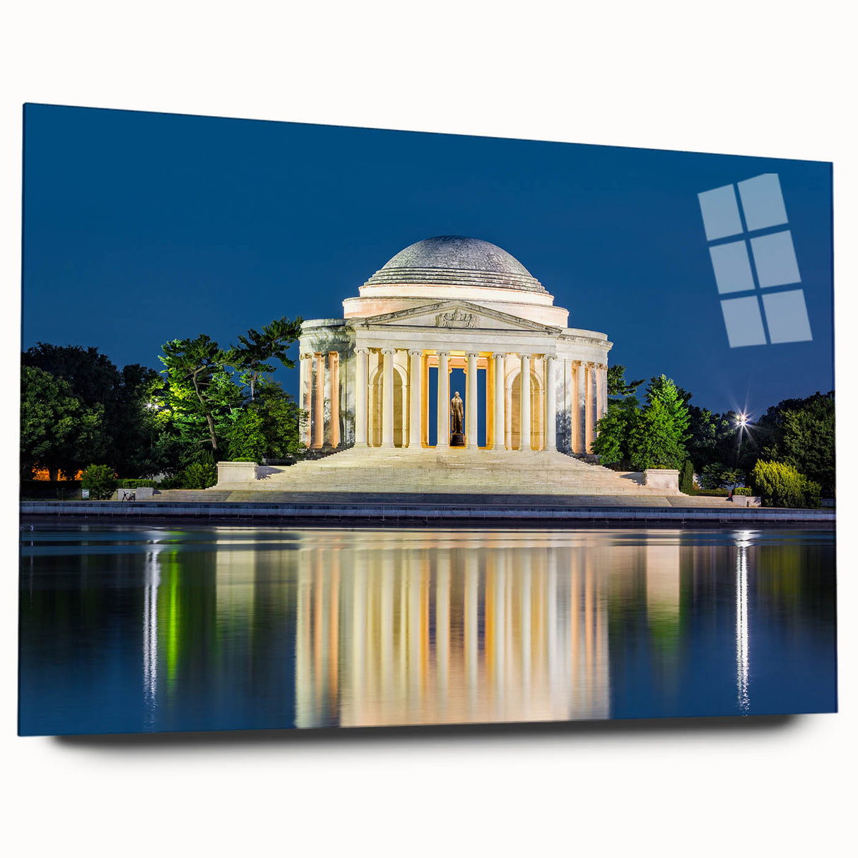 Acrylic print of Washington DC monument in muted gray tones, ideal for bedroom or dining room art.