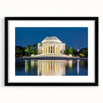 Abstract art print of Washington DC monuments in vibrant colors on a large framed canvas, ideal for living room decor.