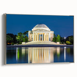 Landscape art painting of Washington D.C. monuments in muted colors on framed canvas, suitable for office decor.